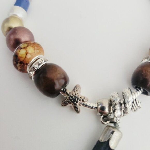 NWT Pandora Style Charm Bracelet Woodland Fringe Snake Serpent Star Rhinestones - Picture 7 of 10